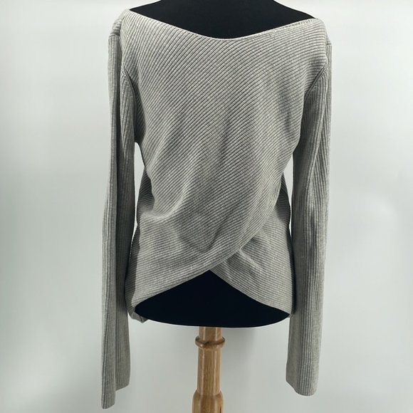 Aritzia Babaton Kitano Sweater Heathered linen wool blend cream grey sz m - Picture 9 of 11